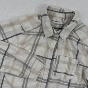 Abercrombie Kids‎ Plaid Button Down Shirt Long Sleeve Cream Gray Size 13/14 READ